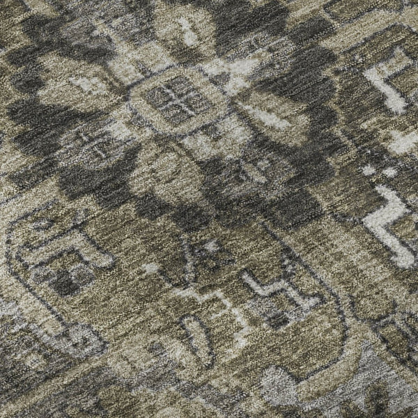 HomeRoots 9' X 12' Elegant Taupe Ivory Gray Oriental Area Rug - Washable, UV Protected, Perfect for Homes! 649731