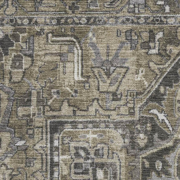 HomeRoots 10' X 14' Elegant Taupe Ivory Gray Oriental Area Rug – Durable, Washable, UV Protected for Homes 649732