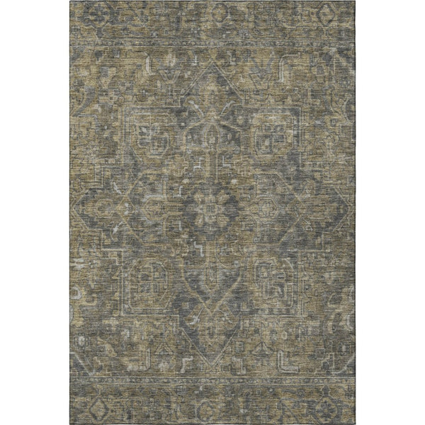 HomeRoots 5' X 8' Chocolate and Gray Oriental Area Rug - Stylish, Washable, UV-Protected for Busy Homes 649734