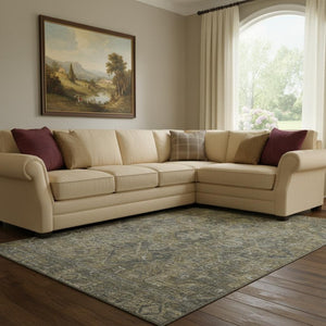 HomeRoots 8' X 10' Chocolate & Gray Oriental Area Rug - Stain Resistant, UV Protected, Washable Comfort & Style 649736