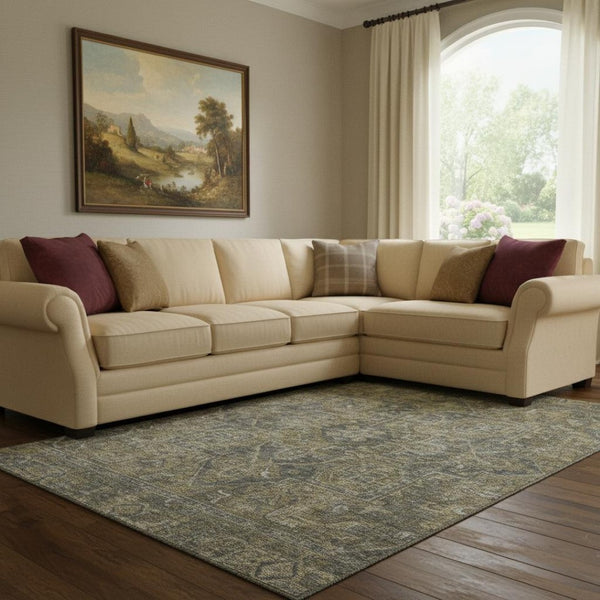 HomeRoots 8' X 10' Chocolate & Gray Oriental Area Rug - Stain Resistant, UV Protected, Washable Comfort & Style 649736