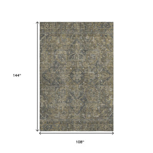 HomeRoots 9' X 12' Chocolate and Gray Oriental Area Rug - Stylish, Stain-Resistant, UV Protected, Easy Care! 649737