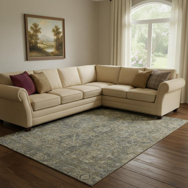 HomeRoots 9' X 12' Chocolate and Gray Oriental Area Rug - Stylish, Stain-Resistant, UV Protected, Easy Care! 649737