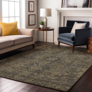 HomeRoots 9' X 12' Chocolate and Gray Oriental Area Rug - Stylish, Stain-Resistant, UV Protected, Easy Care! 649737