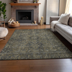 HomeRoots 9' X 12' Chocolate and Gray Oriental Area Rug - Stylish, Stain-Resistant, UV Protected, Easy Care! 649737