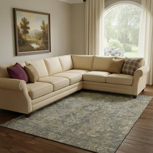 HomeRoots 10' X 14' Chocolate and Gray Oriental Area Rug - Washable, Durable, UV Protected for Family Homes 649738