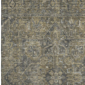 HomeRoots 10' X 14' Chocolate and Gray Oriental Area Rug - Washable, Durable, UV Protected for Family Homes 649738