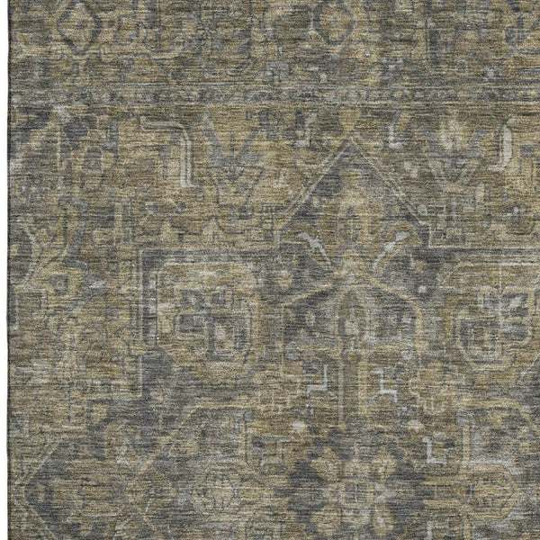 HomeRoots 10' X 14' Chocolate and Gray Oriental Area Rug - Washable, Durable, UV Protected for Family Homes 649738