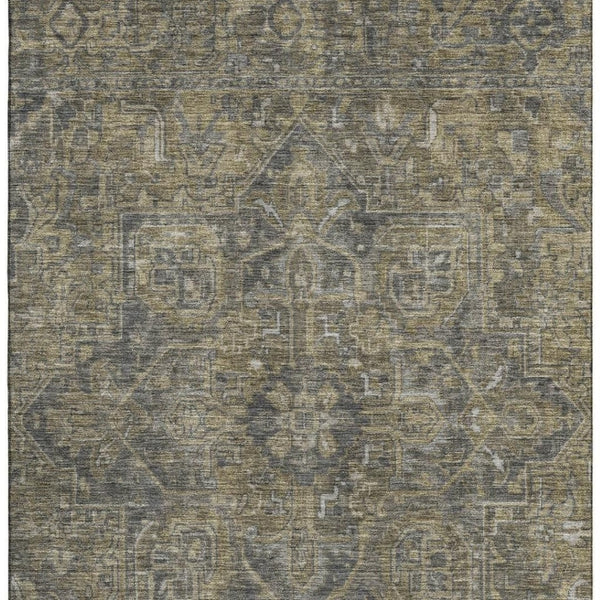 HomeRoots 10' X 14' Chocolate and Gray Oriental Area Rug - Washable, Durable, UV Protected for Family Homes 649738