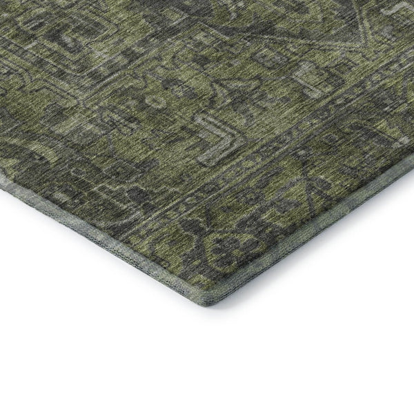 HomeRoots 5' X 8' Green and Gray Oriental Area Rug: Washable, UV Protected, Ideal for High-Traffic Spaces 649740