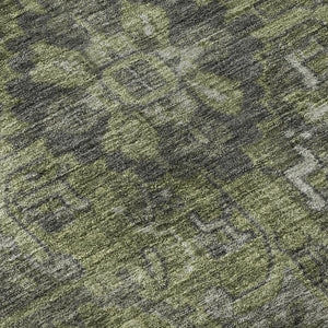 HomeRoots 5' X 8' Green and Gray Oriental Area Rug: Washable, UV Protected, Ideal for High-Traffic Spaces 649740