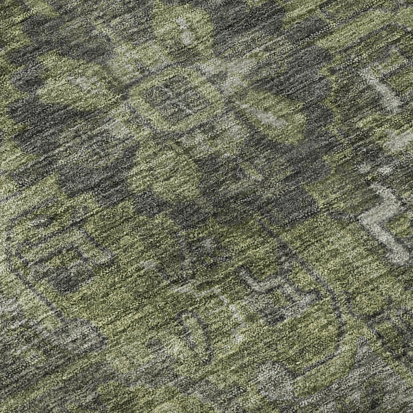 HomeRoots 5' X 8' Green and Gray Oriental Area Rug: Washable, UV Protected, Ideal for High-Traffic Spaces 649740