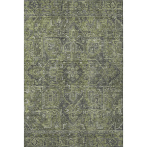 HomeRoots 5' X 8' Green and Gray Oriental Area Rug: Washable, UV Protected, Ideal for High-Traffic Spaces 649740