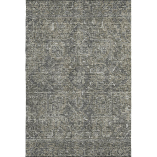 HomeRoots 5' X 8' Elegant Coffee & Gray Oriental Washable Area Rug – UV Protection & Stain-Resistant Design 649746