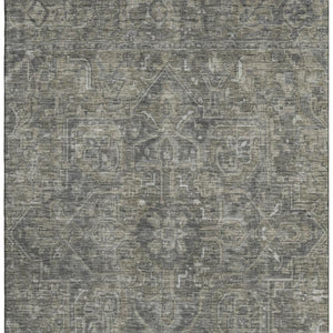 HomeRoots 5' X 8' Elegant Coffee & Gray Oriental Washable Area Rug – UV Protection & Stain-Resistant Design 649746