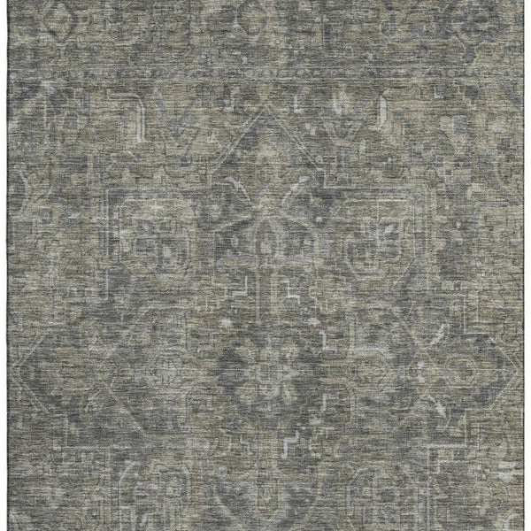 HomeRoots 5' X 8' Elegant Coffee & Gray Oriental Washable Area Rug – UV Protection & Stain-Resistant Design 649746