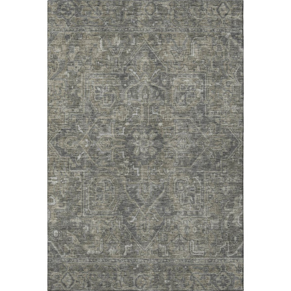 HomeRoots 5' X 8' Elegant Coffee & Gray Oriental Washable Area Rug – UV Protection & Stain-Resistant Design 649746