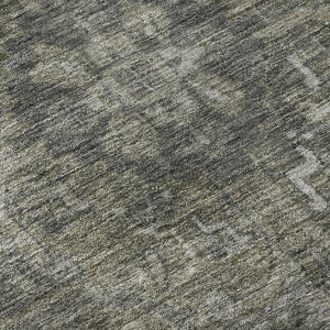 HomeRoots 8' Coffee and Gray Oriental Round Rug - Durable, Stain-Resistant, UV-Protected for Any Room Decor 649747