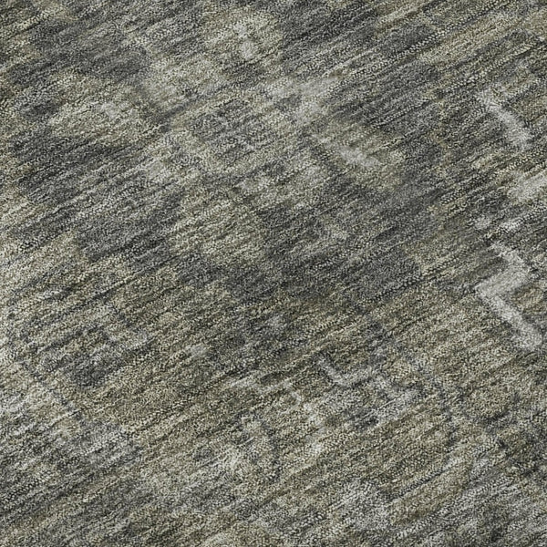 HomeRoots 8' Coffee and Gray Oriental Round Rug - Durable, Stain-Resistant, UV-Protected for Any Room Decor 649747