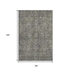 HomeRoots 8' X 10' Coffee and Gray Oriental Area Rug - Washable, UV Protected, Stain Resistant for High Traffic Areas 649748