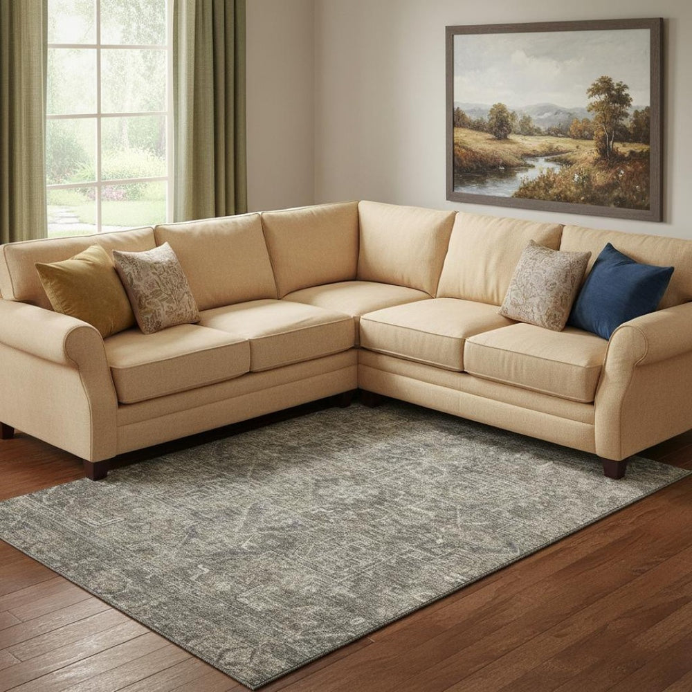 HomeRoots 8' X 10' Coffee and Gray Oriental Area Rug - Washable, UV Protected, Stain Resistant for High Traffic Areas 649748
