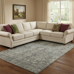 HomeRoots 9' X 12' Coffee & Gray Oriental Area Rug - Stylish, Washable, UV-Protected, Ideal for High-Traffic Homes 649749