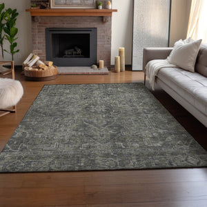 HomeRoots 9' X 12' Coffee & Gray Oriental Area Rug - Stylish, Washable, UV-Protected, Ideal for High-Traffic Homes 649749