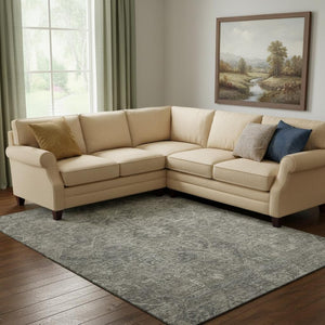 HomeRoots 10' X 14' Coffee and Gray Oriental Area Rug - Washable, Stain-Resistant, UV Protected for Everyday Use 649750