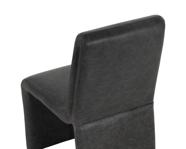 Sunpan CASCATA Dining Chair - Luxurious Marseille Black Leather with Sculptural Design for Comfort & Style 111293