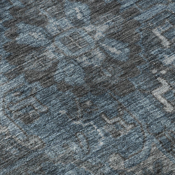 HomeRoots 8' X 10' Navy Blue & Gray Oriental Washable Area Rug - Durable, Stain-Resistant & UV Protected! 649754