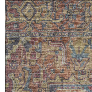 HomeRoots 5' X 8' Red And Blue Oriental Area Rug - Washable, UV Protected, Stain-Resistant for Every Room! 649758