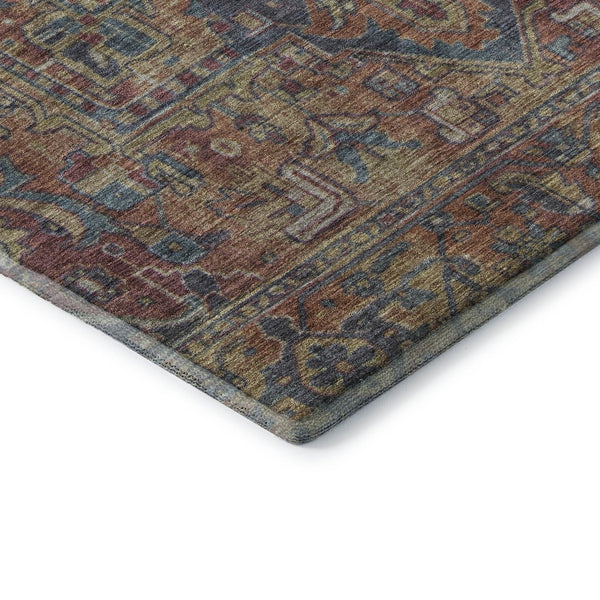 HomeRoots 10' X 14' Red and Blue Oriental Area Rug - Washable, Stain Resistant, UV Protected for Daily Use 649762
