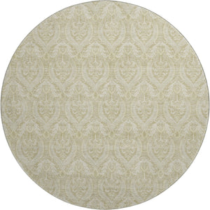 HomeRoots 8' Beige and Ivory Floral Round Rug - Stylish, Washable, UV-Protected, Stain-Resistant Home Decor 649771