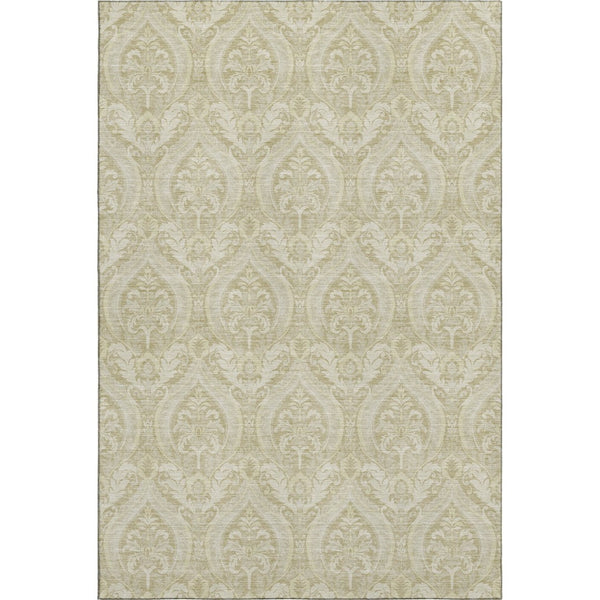 HomeRoots 9' X 12' Beige And Ivory Floral Area Rug - Washable, UV Protected, Stain-Resistant, Durable Design 649773