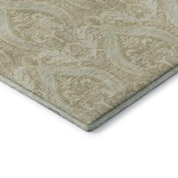HomeRoots 9' X 12' Beige And Ivory Floral Area Rug - Washable, UV Protected, Stain-Resistant, Durable Design 649773