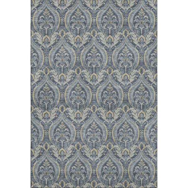 HomeRoots 10' Blue and Ivory Floral Area Rug - Washable, UV Protected, Durable for High-Traffic Homes & Kids 649780