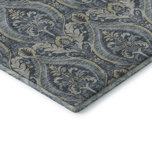 HomeRoots 10' Blue and Ivory Floral Area Rug - Washable, UV Protected, Durable for High-Traffic Homes & Kids 649780