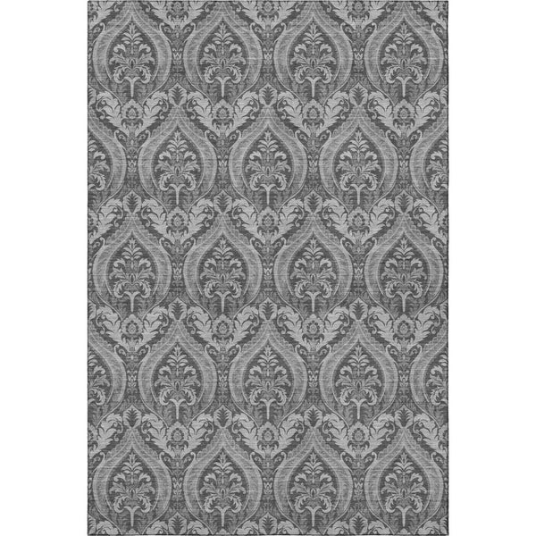 HomeRoots 9' Gray and Ivory Floral Washable Area Rug - Durable, Stain-Resistant, UV Protected for High-Traffic Homes 649785