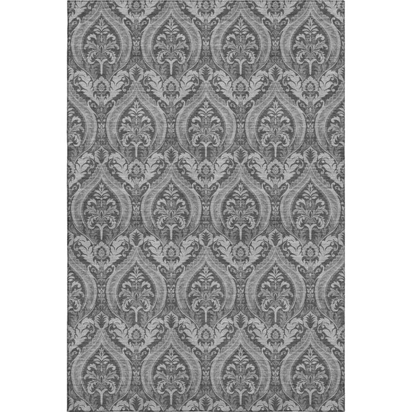 HomeRoots 10' Gray and Ivory Floral Area Rug - Washable, UV-Protected, Durable Design for High-Traffic Spaces 649786