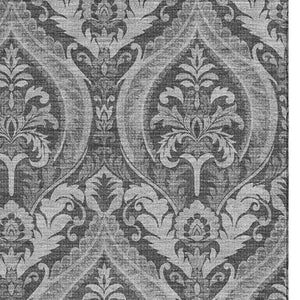 HomeRoots 10' Gray and Ivory Floral Area Rug - Washable, UV-Protected, Durable Design for High-Traffic Spaces 649786
