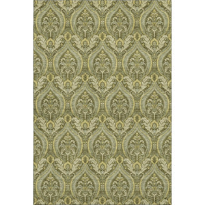 HomeRoots 5' X 8' Green And Ivory Floral Area Rug - Washable, UV Protected, Durable for Busy Homes & Kids 649788