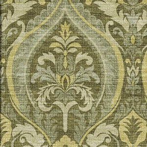 HomeRoots 5' X 8' Green And Ivory Floral Area Rug - Washable, UV Protected, Durable for Busy Homes & Kids 649788