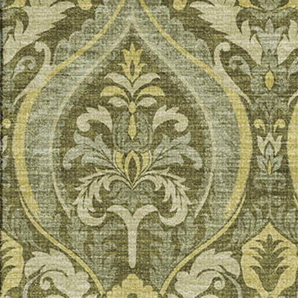 HomeRoots 5' X 8' Green And Ivory Floral Area Rug - Washable, UV Protected, Durable for Busy Homes & Kids 649788