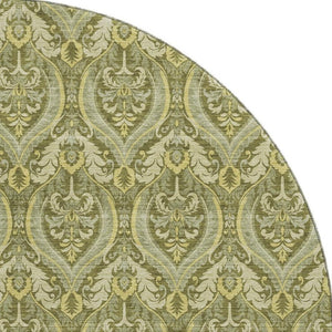HomeRoots 8' Green And Ivory Floral Washable Round Rug - Durable, Stylish, UV-Protected for High-Traffic Areas 649789