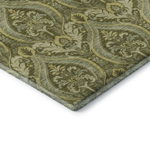 HomeRoots 8' X 10' Elegant Green and Ivory Floral Area Rug - Washable, UV-Protected, Perfect for High-Traffic Spaces 649790
