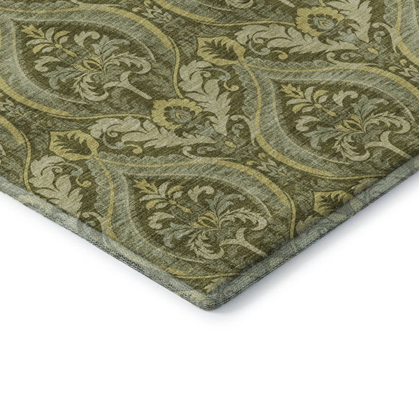 HomeRoots 10' X 14' Green Floral Washable Area Rug with UV Protection - Durable, Stylish, and Easy-Care Elegance 649792