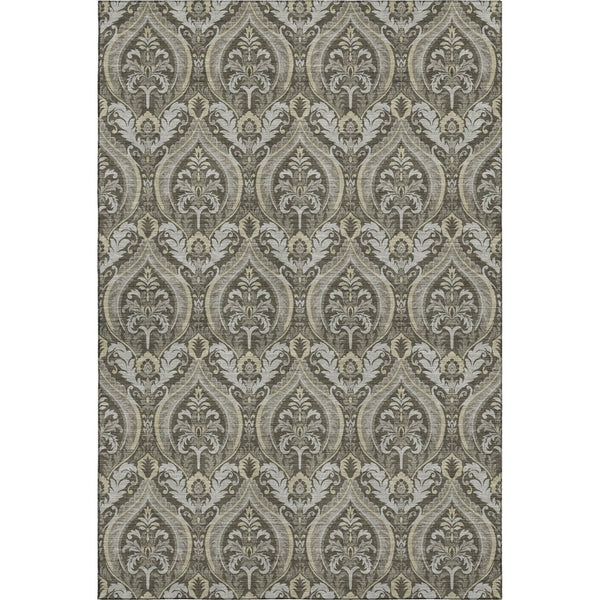 HomeRoots 5' X 8' Elegant Taupe & Ivory Floral Area Rug - Washable, UV Protected, Ideal for Busy Homes 649794
