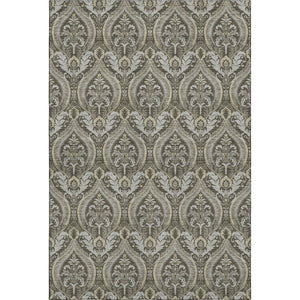HomeRoots 9' X 12' Elegant Taupe & Ivory Floral Area Rug - Washable, Stain Resistant, UV Protected for Homes 649797