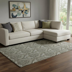 HomeRoots 10' X 14' Floral Area Rug in Taupe & Ivory – Washable, UV-Protected, Durable for Family Living Spaces 649798