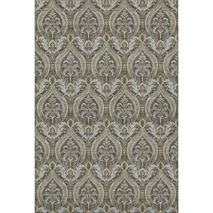 HomeRoots 10' X 14' Floral Area Rug in Taupe & Ivory – Washable, UV-Protected, Durable for Family Living Spaces 649798